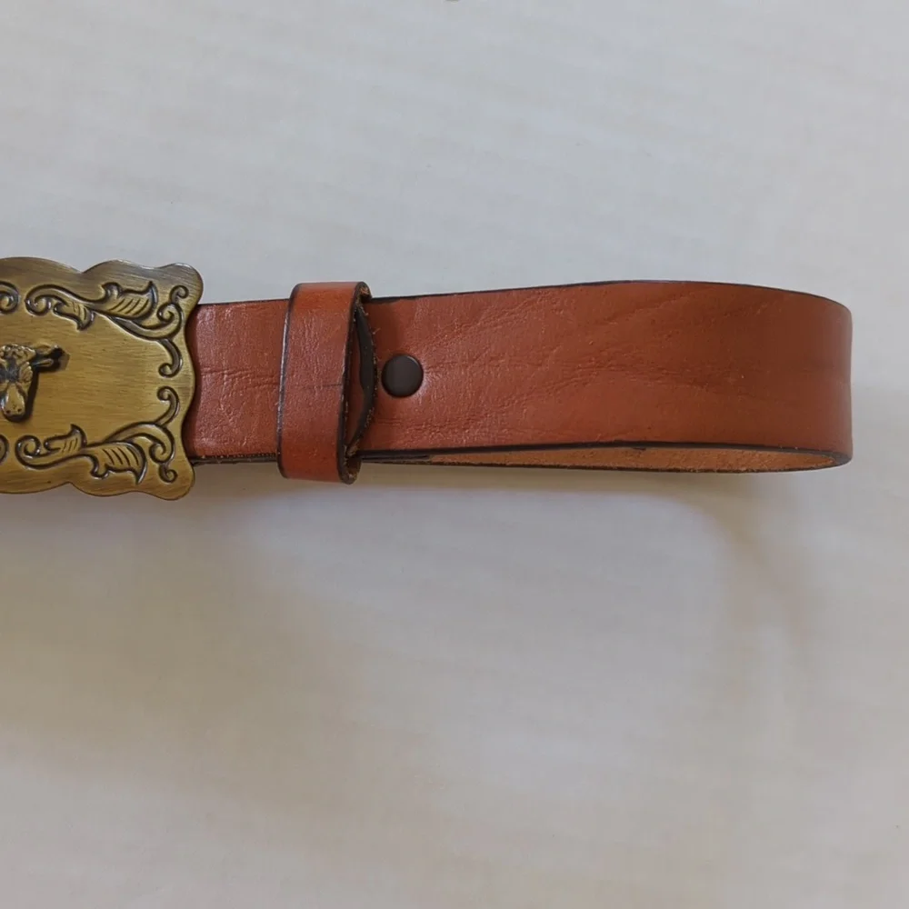 Vintage Chaucer Harness Leather Belt w/Western Buckle 26 Brown FLAW